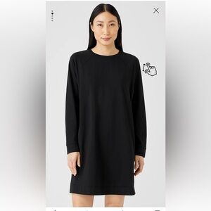 Eileen Fisher Traceable Organic Cotton Jersey RaglanSleeve Dress/Tunic Black XXS
